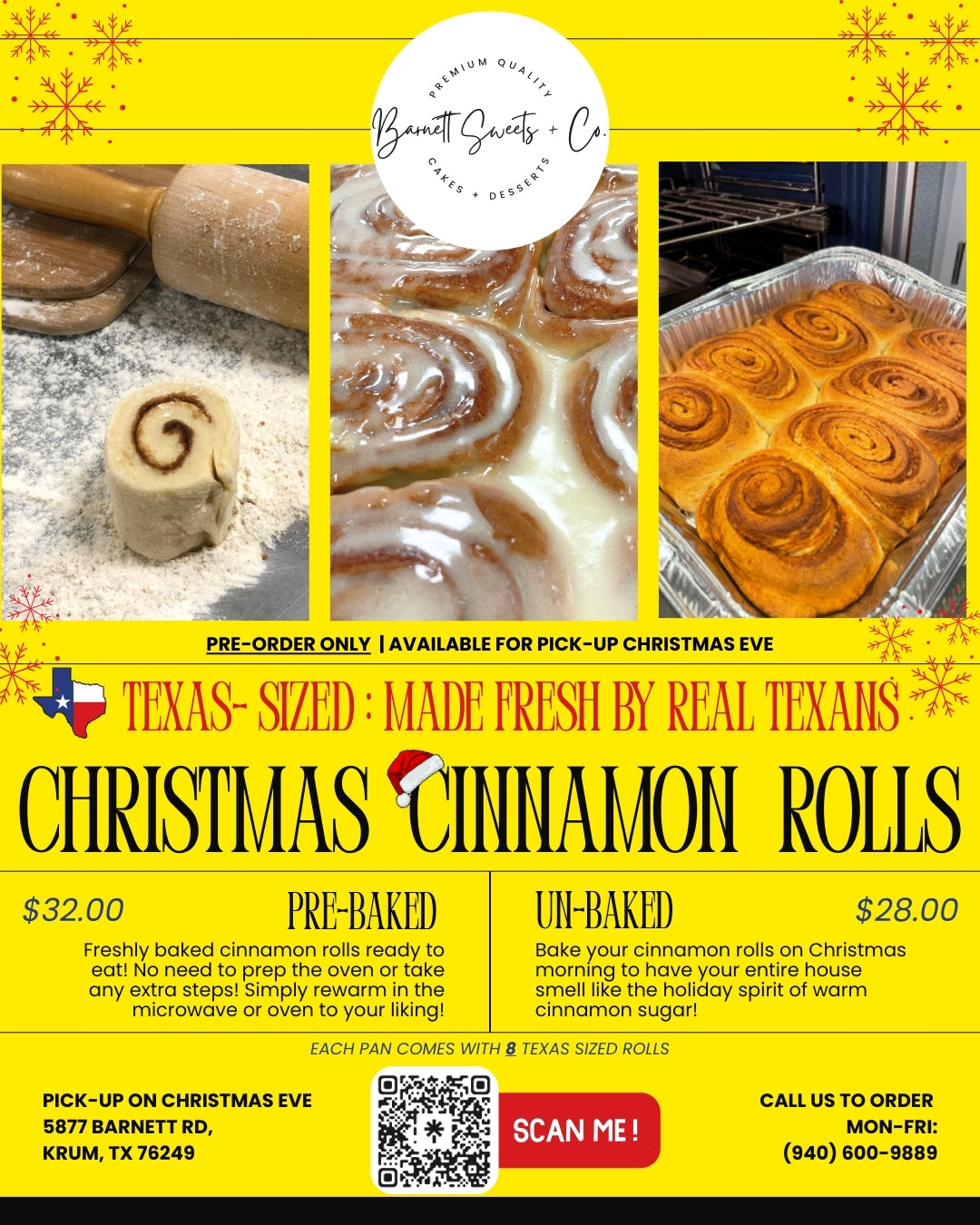 Homemade Cinnamon Rolls (PRE-ORDER ONLY) β Perfect for Christmas Morning! π